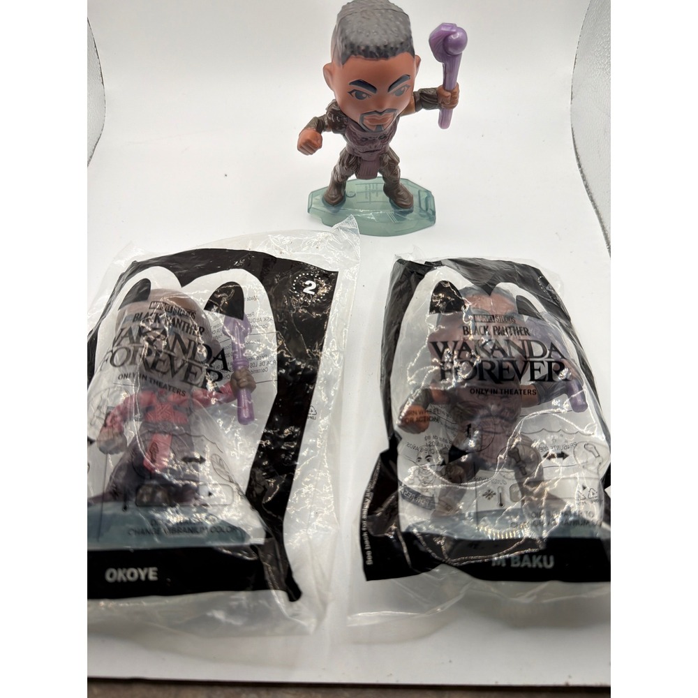 McDonalds Black Panther Wakanda Forever Happy Meal Toy Lot MBaku Okoye 2022